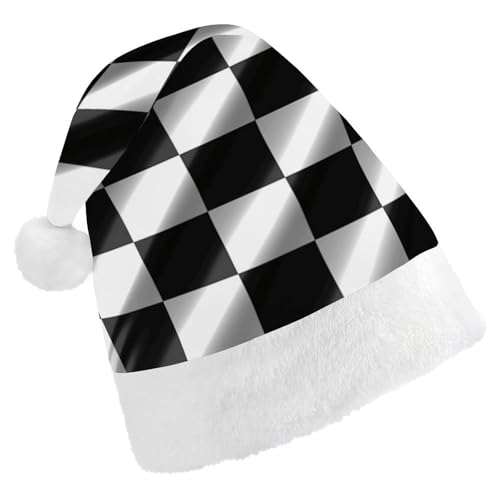 FZMTLDS Weihnachtsmütze, schwarz-weiß, karierte Flagge, Weihnachtsmannmütze, Erwachsene, Weihnachtsmannmütze für Weihnachtsfeier FZMTLDS Weihnachtsmütze, schwarz-weiß, karierte Flagge, Weihnachtsmannmütze, Erwachsene, Weihnachtsmannmütze für Weihnachtsfeier von FZMTLDS