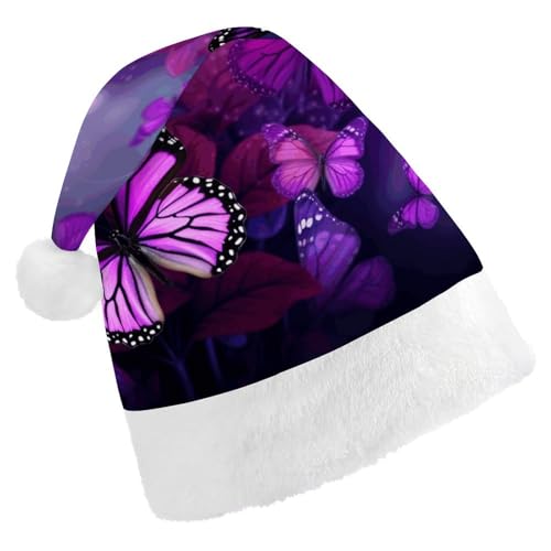 FZMTLDS Weihnachtsmütze, violette Schmetterlinge, Weihnachtsmannmütze, Erwachsene, Weihnachtsmütze, Weihnachtsmütze für Weihnachtsfeier FZMTLDS Weihnachtsmütze, violette Schmetterlinge, Weihnachtsmannmütze, Erwachsene, Weihnachtsmütze, Weihnachtsmütze für Weihnachtsfeier von FZMTLDS