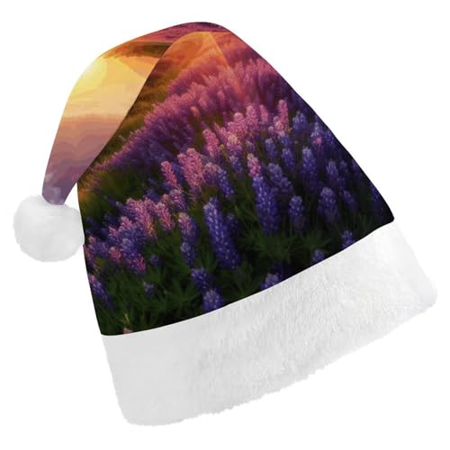 FZMTLDS Weihnachtsmütze Lavendelwiese bei Sonnenuntergang Weihnachtsmannmützen für Erwachsene, Weihnachtsparty-Hut für Weihnachtsfeier FZMTLDS Weihnachtsmütze Lavendelwiese bei Sonnenuntergang Weihnachtsmannmützen für Erwachsene, Weihnachtsparty-Hut für Weihnachtsfeier von FZMTLDS
