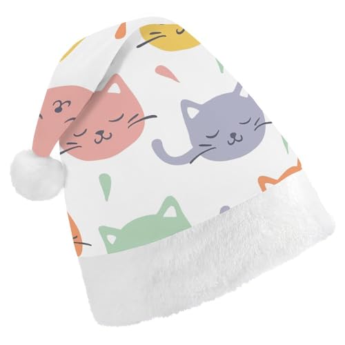 FZMTLDS Weihnachtsmütze mit Katzenkopf-Muster, Weihnachtsmannmütze, Erwachsenen-Weihnachtsparty-Hut für Weihnachtsfeier FZMTLDS Weihnachtsmütze mit Katzenkopf-Muster, Weihnachtsmannmütze, Erwachsenen-Weihnachtsparty-Hut für Weihnachtsfeier von FZMTLDS