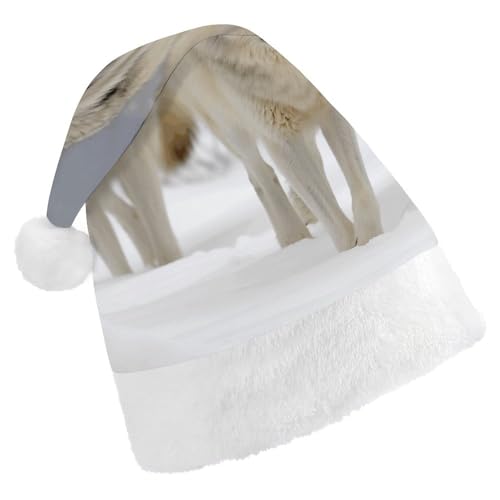 FZMTLDS Weihnachtsmütze mit zwei Wölfen, die im Schnee spazieren gehen, Weihnachtsmannmütze, Erwachsenen-Weihnachtsparty-Hut für Weihnachtsfeier FZMTLDS Weihnachtsmütze mit zwei Wölfen, die im Schnee spazieren gehen, Weihnachtsmannmütze, Erwachsenen-Weihnachtsparty-Hut für Weihnachtsfeier von FZMTLDS