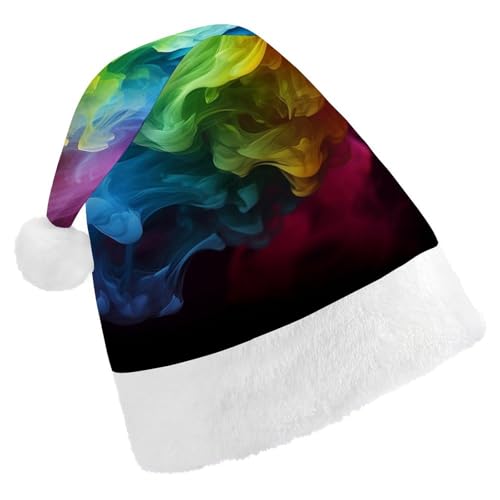 FZMVSQH Nikolausmütze für Erwachsene, Regenbogen-Rauch-Druck, Weihnachtsmannmütze, Weihnachtsmütze für Erwachsene, dicker Komfort, klassische Nikolausmütze für Weihnachten, Neujahr, festliche FZMVSQH Nikolausmütze für Erwachsene, Regenbogen-Rauch-Druck, Weihnachtsmannmütze, Weihnachtsmütze für Erwachsene, dicker Komfort, klassische Nikolausmütze für Weihnachten, Neujahr, festliche von FZMVSQH