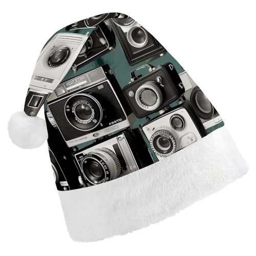 FZMVSQH Nikolausmütze für Erwachsene, Retro, coole Kamerasammlung, bedruckte Weihnachtsmannmütze, Weihnachtsmütze für Erwachsene, dicker Komfort, klassische Nikolausmütze für Weihnachten, Neujahr, FZMVSQH Nikolausmütze für Erwachsene, Retro, coole Kamerasammlung, bedruckte Weihnachtsmannmütze, Weihnachtsmütze für Erwachsene, dicker Komfort, klassische Nikolausmütze für Weihnachten, Neujahr, von FZMVSQH
