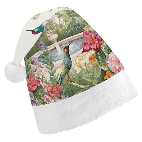 FZMVSQH Weihnachtsmütze für Erwachsene, Garten mit Vögeln und Blumen, bedruckt, Weihnachtsmannmütze, Weihnachtsmütze für Erwachsene, dicker Komfort, klassische Weihnachtsmannmütze für Weihnachten, FZMVSQH Weihnachtsmütze für Erwachsene, Garten mit Vögeln und Blumen, bedruckt, Weihnachtsmannmütze, Weihnachtsmütze für Erwachsene, dicker Komfort, klassische Weihnachtsmannmütze für Weihnachten, von FZMVSQH