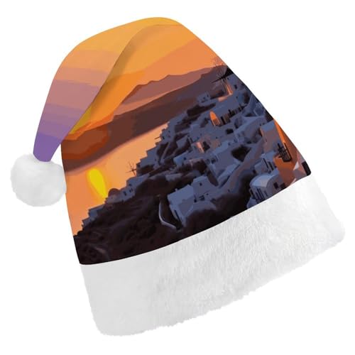 FZMVSQH Weihnachtsmütze für Erwachsene, Griechenland, Insel, Sonnenuntergang, Landschaft, bedruckt, Weihnachtsmannmütze, Weihnachtsmütze für Erwachsene, dick, bequem, klassische Weihnachtsmannmütze FZMVSQH Weihnachtsmütze für Erwachsene, Griechenland, Insel, Sonnenuntergang, Landschaft, bedruckt, Weihnachtsmannmütze, Weihnachtsmütze für Erwachsene, dick, bequem, klassische Weihnachtsmannmütze von FZMVSQH