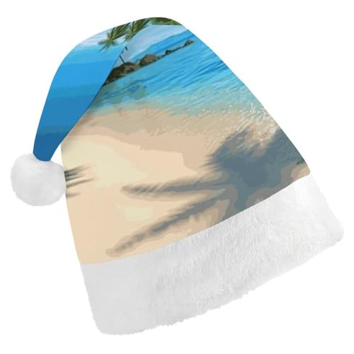 FZMVSQH Weihnachtsmütze für Erwachsene, Hawaii-Strand mit Palmen, bedruckt, Weihnachtsmannmütze, Weihnachtsmütze für Erwachsene, dicker Komfort, klassische Weihnachtsmannmütze für Weihnachten, FZMVSQH Weihnachtsmütze für Erwachsene, Hawaii-Strand mit Palmen, bedruckt, Weihnachtsmannmütze, Weihnachtsmütze für Erwachsene, dicker Komfort, klassische Weihnachtsmannmütze für Weihnachten, von FZMVSQH