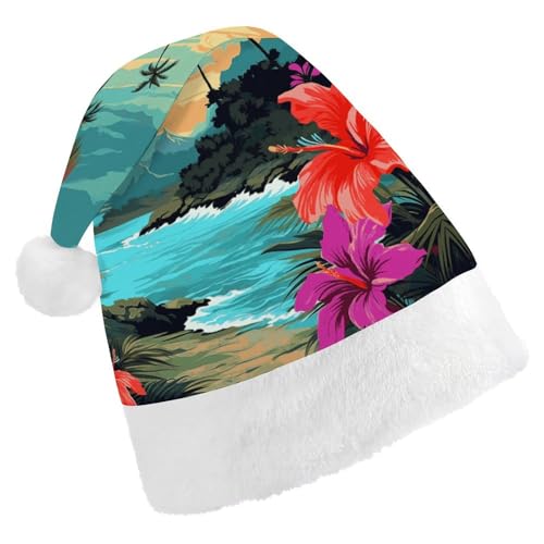 FZMVSQH Weihnachtsmütze für Erwachsene, Hello Hawaii, bedruckt, Weihnachtsmannmütze, Weihnachtsmütze für Erwachsene, dicker Komfort, klassische Weihnachtsmannmütze für Weihnachten, Neujahr, festliche FZMVSQH Weihnachtsmütze für Erwachsene, Hello Hawaii, bedruckt, Weihnachtsmannmütze, Weihnachtsmütze für Erwachsene, dicker Komfort, klassische Weihnachtsmannmütze für Weihnachten, Neujahr, festliche von FZMVSQH