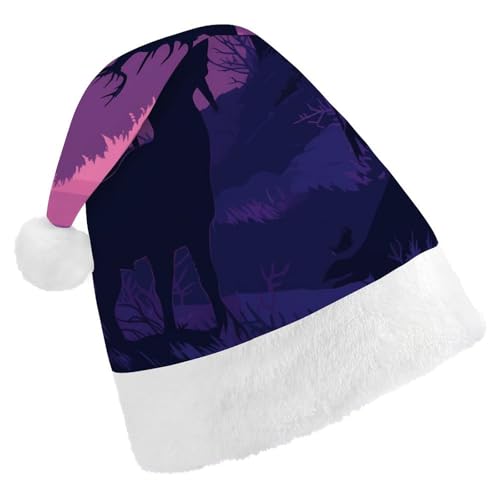 FZMVSQH Weihnachtsmütze für Erwachsene, Hirsch-Silhouette, bedruckt, Weihnachtsmannmütze, Weihnachtsmütze für Erwachsene, dicker Komfort, klassische Nikolausmütze für Weihnachten, Neujahr, festliche FZMVSQH Weihnachtsmütze für Erwachsene, Hirsch-Silhouette, bedruckt, Weihnachtsmannmütze, Weihnachtsmütze für Erwachsene, dicker Komfort, klassische Nikolausmütze für Weihnachten, Neujahr, festliche von FZMVSQH