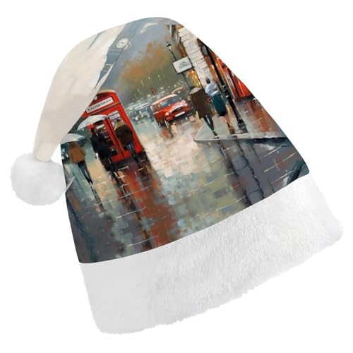 FZMVSQH Weihnachtsmütze für Erwachsene, London-Impression, bedruckt, Weihnachtsmannmütze, Weihnachtsmütze für Erwachsene, dicker Komfort, klassische Nikolausmütze für Weihnachten, Neujahr, festliche FZMVSQH Weihnachtsmütze für Erwachsene, London-Impression, bedruckt, Weihnachtsmannmütze, Weihnachtsmütze für Erwachsene, dicker Komfort, klassische Nikolausmütze für Weihnachten, Neujahr, festliche von FZMVSQH