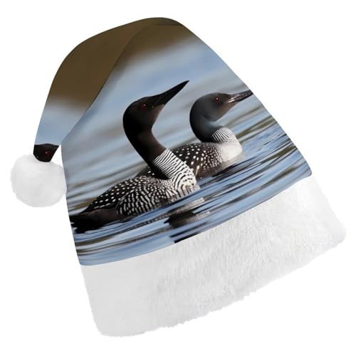 FZMVSQH Weihnachtsmütze für Erwachsene, Motiv: Loon Birds, bedruckt, Weihnachtsmannmütze, Weihnachtsmütze für Erwachsene, dicker Komfort, klassische Nikolausmütze für Weihnachten, Neujahr, festliche FZMVSQH Weihnachtsmütze für Erwachsene, Motiv: Loon Birds, bedruckt, Weihnachtsmannmütze, Weihnachtsmütze für Erwachsene, dicker Komfort, klassische Nikolausmütze für Weihnachten, Neujahr, festliche von FZMVSQH