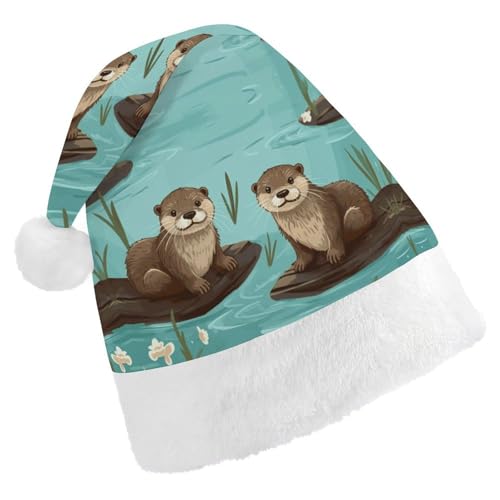 FZMVSQH Weihnachtsmütze für Erwachsene, Otter-bedruckte Weihnachtsmannmütze, Weihnachtsmütze für Erwachsene, dicker Komfort, klassische Weihnachtsmannmütze für Weihnachten, Neujahr, festliche FZMVSQH Weihnachtsmütze für Erwachsene, Otter-bedruckte Weihnachtsmannmütze, Weihnachtsmütze für Erwachsene, dicker Komfort, klassische Weihnachtsmannmütze für Weihnachten, Neujahr, festliche von FZMVSQH