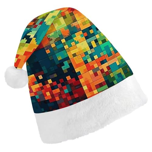 FZMVSQH Weihnachtsmütze für Erwachsene, Pixel-Kunst-Muster, bedruckt, Weihnachtsmannmütze, Weihnachtsmütze für Erwachsene, dicker Komfort, klassische Weihnachtsmannmütze für Weihnachten, Neujahr, FZMVSQH Weihnachtsmütze für Erwachsene, Pixel-Kunst-Muster, bedruckt, Weihnachtsmannmütze, Weihnachtsmütze für Erwachsene, dicker Komfort, klassische Weihnachtsmannmütze für Weihnachten, Neujahr, von FZMVSQH