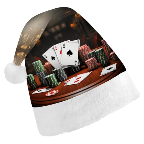 FZMVSQH Weihnachtsmütze für Erwachsene, Pokerturnier, bedruckt, Weihnachtsmannmütze, Weihnachtsmütze für Erwachsene, dick, bequem, klassische Weihnachtsmannmütze für Weihnachten, Neujahr, festliche FZMVSQH Weihnachtsmütze für Erwachsene, Pokerturnier, bedruckt, Weihnachtsmannmütze, Weihnachtsmütze für Erwachsene, dick, bequem, klassische Weihnachtsmannmütze für Weihnachten, Neujahr, festliche von FZMVSQH