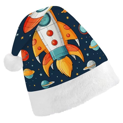FZMVSQH Weihnachtsmütze für Erwachsene, Rakete, Clipart Raumschiff, bedruckt, Weihnachtsmannmütze, Weihnachtsmütze für Erwachsene, dicker Komfort, klassische Weihnachtsmannmütze für Weihnachten, FZMVSQH Weihnachtsmütze für Erwachsene, Rakete, Clipart Raumschiff, bedruckt, Weihnachtsmannmütze, Weihnachtsmütze für Erwachsene, dicker Komfort, klassische Weihnachtsmannmütze für Weihnachten, von FZMVSQH