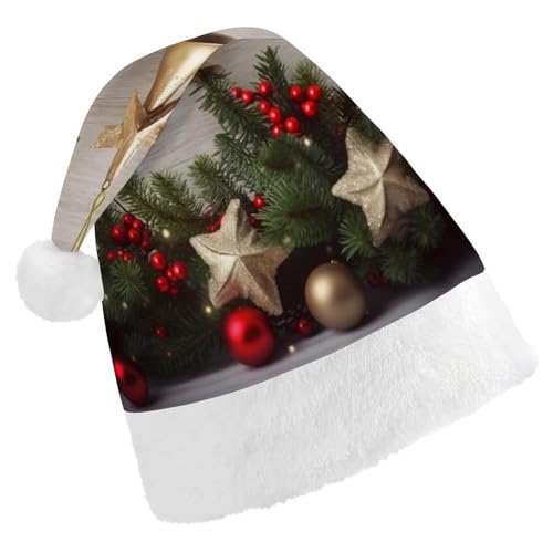 FZMVSQH Weihnachtsmütze für Erwachsene, Weihnachtsbaum und Glocken, bedruckt, Weihnachtsmannmütze, Weihnachtsmütze für Erwachsene, dicker Komfort, klassische Nikolausmütze für Weihnachten, Neujahr, FZMVSQH Weihnachtsmütze für Erwachsene, Weihnachtsbaum und Glocken, bedruckt, Weihnachtsmannmütze, Weihnachtsmütze für Erwachsene, dicker Komfort, klassische Nikolausmütze für Weihnachten, Neujahr, von FZMVSQH