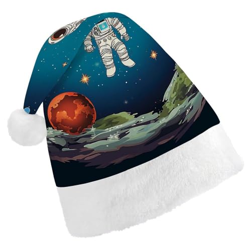 FZMVSQH Weihnachtsmütze für Erwachsene, Weltraum, Rakete, Astronaut, bedruckt, Weihnachtsmannmütze, Weihnachtsmütze für Erwachsene, dicker Komfort, klassische Weihnachtsmannmütze für Weihnachten, FZMVSQH Weihnachtsmütze für Erwachsene, Weltraum, Rakete, Astronaut, bedruckt, Weihnachtsmannmütze, Weihnachtsmütze für Erwachsene, dicker Komfort, klassische Weihnachtsmannmütze für Weihnachten, von FZMVSQH