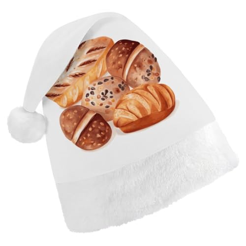 FZMVSQH Weihnachtsmütze für Erwachsene, bemalt, Brot, bedruckt, Weihnachtsmannmütze, Weihnachtsmütze für Erwachsene, dicker Komfort, klassische Nikolausmütze für Weihnachten, Neujahr, festliche FZMVSQH Weihnachtsmütze für Erwachsene, bemalt, Brot, bedruckt, Weihnachtsmannmütze, Weihnachtsmütze für Erwachsene, dicker Komfort, klassische Nikolausmütze für Weihnachten, Neujahr, festliche von FZMVSQH