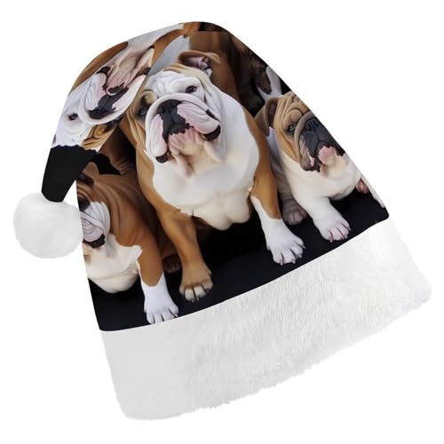 FZMVSQH Weihnachtsmütze für Erwachsene, englische Bulldoggen, bedruckt, Weihnachtsmütze für Erwachsene, dicker Komfort, klassische Weihnachtsmannmütze für Weihnachten, Neujahr, festliche FZMVSQH Weihnachtsmütze für Erwachsene, englische Bulldoggen, bedruckt, Weihnachtsmütze für Erwachsene, dicker Komfort, klassische Weihnachtsmannmütze für Weihnachten, Neujahr, festliche von FZMVSQH