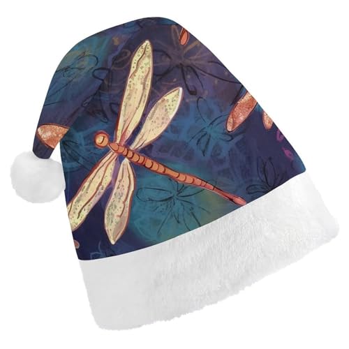 FZMVSQH Weihnachtsmütze für Erwachsene, handbemalt, Libelle, bedruckt, Weihnachtsmannmütze, Weihnachtsmütze für Erwachsene, dicker Komfort, klassische Weihnachtsmannmütze für Weihnachten, Neujahr, FZMVSQH Weihnachtsmütze für Erwachsene, handbemalt, Libelle, bedruckt, Weihnachtsmannmütze, Weihnachtsmütze für Erwachsene, dicker Komfort, klassische Weihnachtsmannmütze für Weihnachten, Neujahr, von FZMVSQH