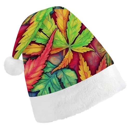 FZMVSQH Weihnachtsmütze für Erwachsene, mehrfarbig, Blatt-Unkraut-Kunstdruck, Weihnachtsmütze für Erwachsene, dick, bequem, klassische Weihnachtsmannmütze für Weihnachten, Neujahr, festliche FZMVSQH Weihnachtsmütze für Erwachsene, mehrfarbig, Blatt-Unkraut-Kunstdruck, Weihnachtsmütze für Erwachsene, dick, bequem, klassische Weihnachtsmannmütze für Weihnachten, Neujahr, festliche von FZMVSQH