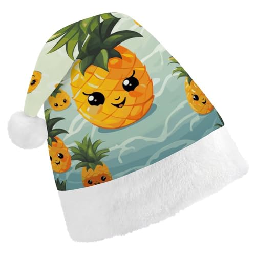 FZMVSQH Weihnachtsmütze für Erwachsene, niedliche Ananas-bedruckte Weihnachtsmannmütze, Weihnachtsmütze für Erwachsene, dicker Komfort, klassische Nikolausmütze für Weihnachten, Neujahr, festliche FZMVSQH Weihnachtsmütze für Erwachsene, niedliche Ananas-bedruckte Weihnachtsmannmütze, Weihnachtsmütze für Erwachsene, dicker Komfort, klassische Nikolausmütze für Weihnachten, Neujahr, festliche von FZMVSQH