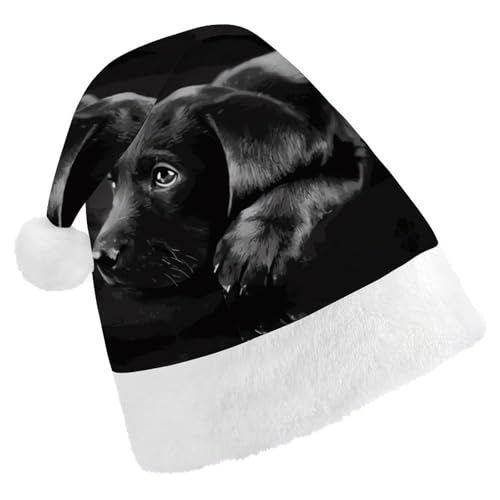FZMVSQH Weihnachtsmütze für Erwachsene, schwarzer Labrador-Welpe, bedruckt, Weihnachtsmütze für Erwachsene, dicker Komfort, klassische Weihnachtsmannmütze für Weihnachten, Neujahr, festliche FZMVSQH Weihnachtsmütze für Erwachsene, schwarzer Labrador-Welpe, bedruckt, Weihnachtsmütze für Erwachsene, dicker Komfort, klassische Weihnachtsmannmütze für Weihnachten, Neujahr, festliche von FZMVSQH
