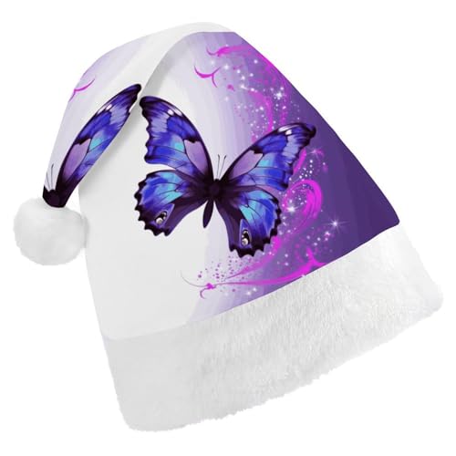 FZMVSQH Weihnachtsmütze für Erwachsene, violetter Schmetterling, bedruckt, Weihnachtsmütze für Erwachsene, dicker Komfort, klassische Weihnachtsmannmütze für Weihnachten, Neujahr, festliche FZMVSQH Weihnachtsmütze für Erwachsene, violetter Schmetterling, bedruckt, Weihnachtsmütze für Erwachsene, dicker Komfort, klassische Weihnachtsmannmütze für Weihnachten, Neujahr, festliche von FZMVSQH