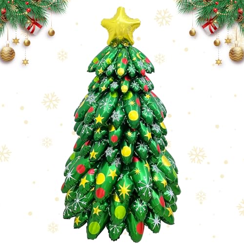 130 CM Weihnachtsbaum Luftballons, Weihnachtsbaum Folienballon Weihnachten, DIY Stapelnde Weihnachtsbaumballons, für Weihnachtsparty Deko Weihnachtsdekoration Christmas Decorations von FZQBEY