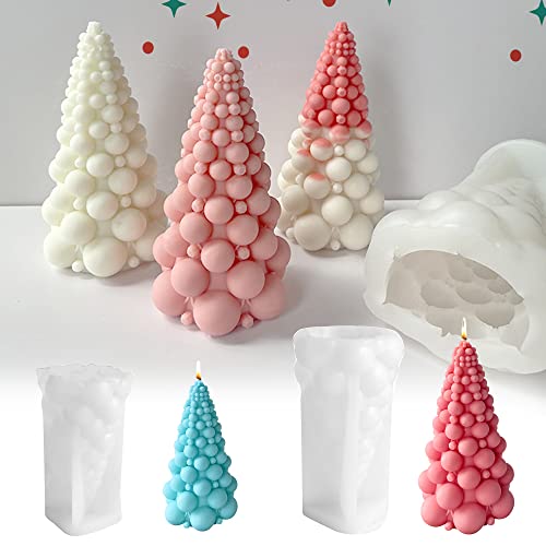 3D Weihnachtsbaum Kerzengießform, Creative Bubble Tree Silikonformen, Kerzenform Wiederverwendbar, Epoxy-Formen Harzform für Kunsthandwerk, Herstellung von Weihnachtsgeschenken, Christbaumschmuck von FZQBEY