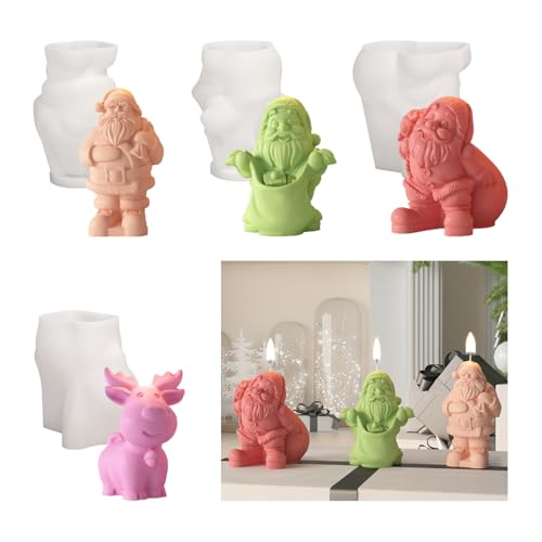 4 Stück Silikonformen Gießformen Weihnachten Kerzenformen zum Gießen,Silikonform Weihnachten Weihnachtsmann Elch Gips Zum Gießen Gießformen Silikon Giessformen Silikon Gießform Weihnachten Wichtel (A) 4 Stück Silikonformen Gießformen Weihnachten Kerzenformen zum Gießen,Silikonform Weihnachten Weihnachtsmann Elch Gips Zum Gießen Gießformen Silikon Giessformen Silikon Gießform Weihnachten Wichtel (A) von FZQBEY