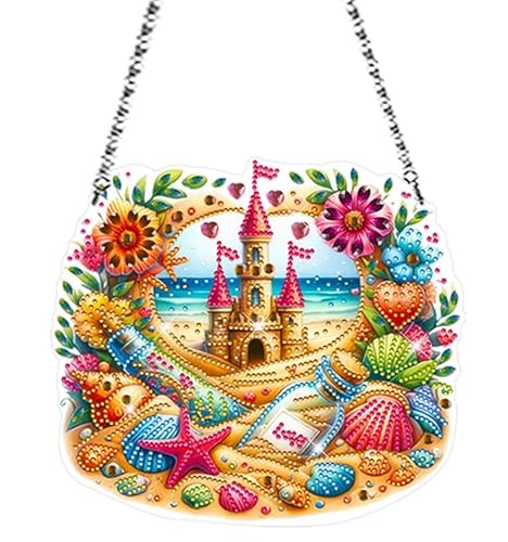 Diamond Painting Fensterdeko Anhänger Fisch Maritime Deko Diamant Painting Fensterbilder Deko Sommer Doppelseitig DIY 5D Diamant Malerei Bastelset für Kinder Erwachsene für Fenster Tür Wanddeko (E) von FZQBEY