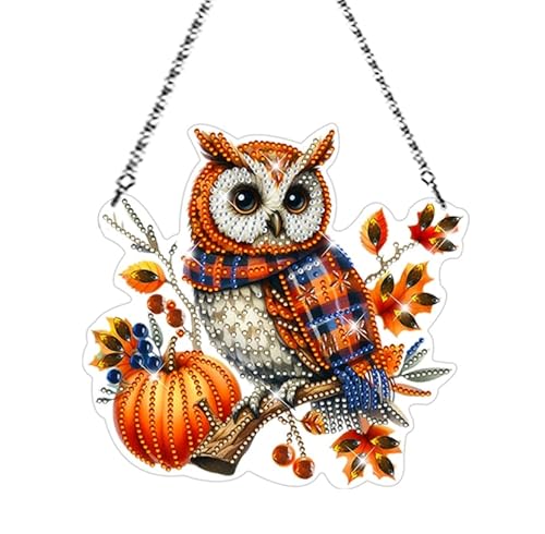 Diamond Painting Herbst Fensterdeko Anhänger Ahornblatt Kürbis Deko Herbstdeko Diamant Painting Fensterbilder Doppelseitig DIY 5D Diamant Malerei Bastelset für Kinder Erwachsene für Erntedankfest (C) von FZQBEY
