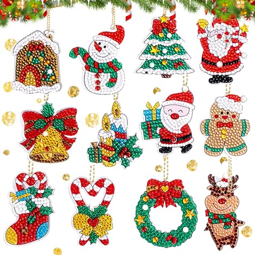 Diamond Painting Weihnachten Schlüsselanhänger, Weihnachtsdeko Diamond Painting Kinder Anhänger Set, Weihnachten Deko Diamant Painting Weihnachtsanhänger, Doppelseitige Diamant Malerei Bastelset (C) Diamond Painting Weihnachten Schlüsselanhänger, Weihnachtsdeko Diamond Painting Kinder Anhänger Set, Weihnachten Deko Diamant Painting Weihnachtsanhänger, Doppelseitige Diamant Malerei Bastelset (C) von FZQBEY