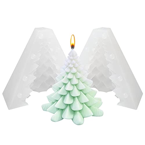 FZQBEY 3D Weihnachtsbaum Kerzengießform,Schnee-Tannenbaum Silikonformen,Realistic Kerzenform Wiederverwendbar, Epoxy-Formen Harzform für Kunsthandwerk, Herstellung, Christbaumschmuck von FZQBEY