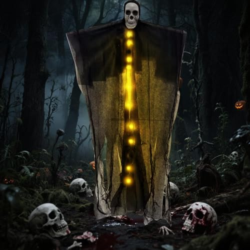 FZQBEY Halloween Deko Geister Leuchtend, Halloween Deko Skelett Gruselig Geist mit Licht, Halloween Deko Horror Totenkopf Geist Schädel, für Innen Outdoor Garten Party Dekoration FZQBEY Halloween Deko Geister Leuchtend, Halloween Deko Skelett Gruselig Geist mit Licht, Halloween Deko Horror Totenkopf Geist Schädel, für Innen Outdoor Garten Party Dekoration von FZQBEY