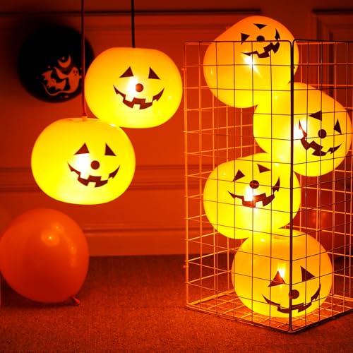 Halloween Deko Aufblasbarer Kürbis, 5 Stück Halloween Deko Outdoor Aufblasbare Kürbis Luftballons Kürbis Aufblasbare Halloween Kürbis Deko Ballons mit LED Lichter, für Halloween Party Dekoration (A) Halloween Deko Aufblasbarer Kürbis, 5 Stück Halloween Deko Outdoor Aufblasbare Kürbis Luftballons Kürbis Aufblasbare Halloween Kürbis Deko Ballons mit LED Lichter, für Halloween Party Dekoration (A) von FZQBEY