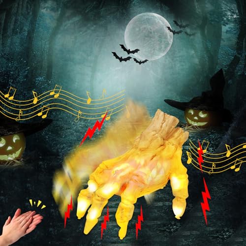 Halloween Deko Figuren Animiert Skelett Zombie Hände mit Sound und Licht,Halloween Deko Gruselig Halloween Animatronic Leuchtende Kriechende Skelett Hände für Innen Outdoor Garten Party Dekoration (A) Halloween Deko Figuren Animiert Skelett Zombie Hände mit Sound und Licht,Halloween Deko Gruselig Halloween Animatronic Leuchtende Kriechende Skelett Hände für Innen Outdoor Garten Party Dekoration (A) von FZQBEY