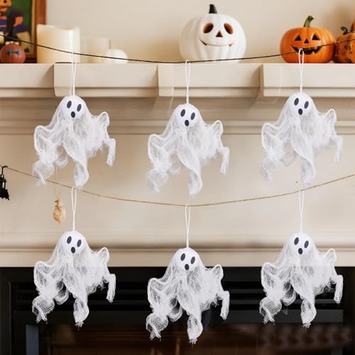 Halloween Deko Geist Hängende, 6 Stück Halloween Deko Geister Figuren Weiß Gespenster Puppe Banner Gruselige Geisterfigur Ghosts Anhänger für Innen Outdoor Garten Party Kamin Baum Spukhaus Halloween Deko Geist Hängende, 6 Stück Halloween Deko Geister Figuren Weiß Gespenster Puppe Banner Gruselige Geisterfigur Ghosts Anhänger für Innen Outdoor Garten Party Kamin Baum Spukhaus von FZQBEY