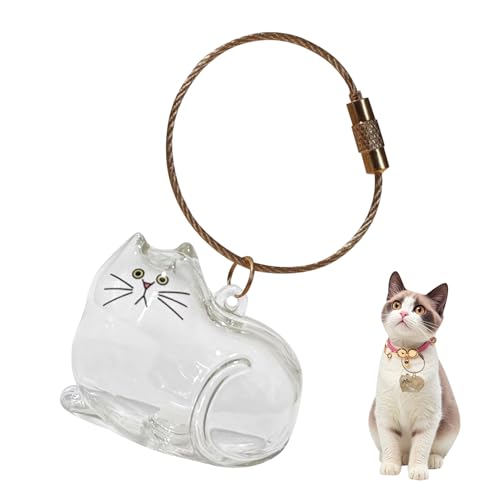 Katzenhaar Aufbewahrungsflasche, Schlüsselanhänger zum Sammeln von Katzen und Hundehaaren, Tierhaar Gedenkflasche, Pet Erinnerungsflasche Anhänger, Haustier Andenken (A) von FZQBEY