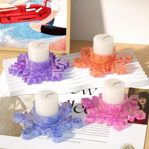 Schneeflocken Silikonform Kerzenhalter Gießform Weihnachten Silikonformen Gießformen DIY Kerzenhalter Epoxidharz Formen 3D Kerzen Kerzenhalter für Weihnachtsdeko Wohndekoration (01+02) von FZQBEY
