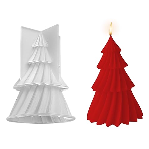 Silikonform Kerzenform Weihnachten DIY Silikon Kerzen Gießform 3D Weihnachtsbaum Kerzengießform DIY Kerzenherstellung Form für die Herstellung von Kerzen, Weihnachtsbaum Kerzenform (Groß) von FZQBEY