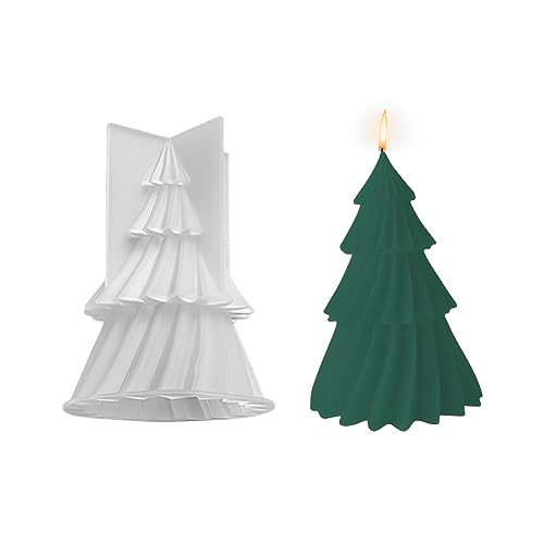 Silikonform Kerzenform Weihnachten DIY Silikon Kerzen Gießform 3D Weihnachtsbaum Kerzengießform DIY Kerzenherstellung Form für die Herstellung von Kerzen, Weihnachtsbaum Kerzenform (Klein) von FZQBEY