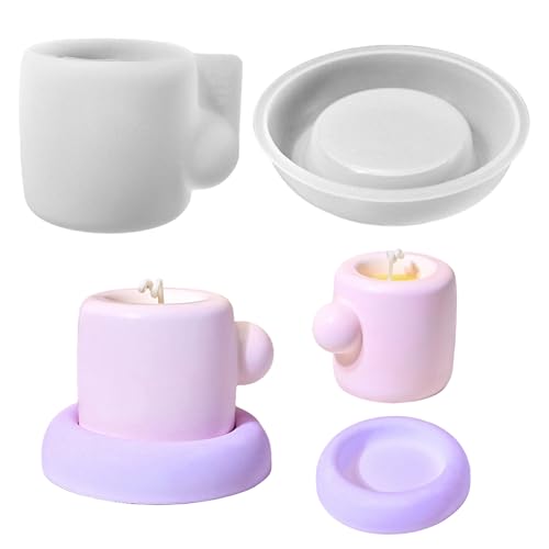 Silikonformen Gießformen, Silikonform Dose mit Untertasse Kerzenhalter Gießformen Silikon Vase Silikonform Schale Kerzenglas Giessformen Silikon Gießform Kerzenhalter für Blumentöpfe Vorratsgefäß (A) von FZQBEY