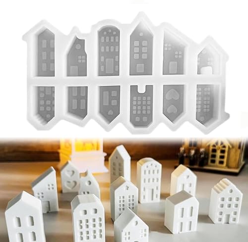 Silikonformen Gießformen Häuser, 12 Stück Silikonform Haus Mini Silikonform Häuser Gießformen Silikon Gießform Haus Gipsformen zum Gießen Giessformen Silikon Gießform Häuser für DIY Handwerk Silikonformen Gießformen Häuser, 12 Stück Silikonform Haus Mini Silikonform Häuser Gießformen Silikon Gießform Haus Gipsformen zum Gießen Giessformen Silikon Gießform Häuser für DIY Handwerk von FZQBEY