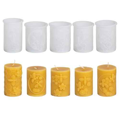 Silikonformen Gießformen Weihnachten, Silikonform Weihnachten Bienen Zylinder Kerzenformen zum Gießen Zylinder Gips Zum Gießen Gießformen Silikon Giessformen Silikon Gießform Weihnachten (5 Stück) von FZQBEY