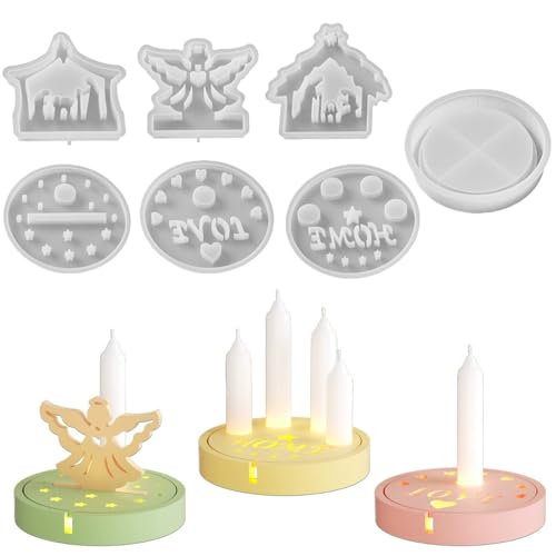 Silikonformen Gießformen Weihnachten,7 PCS Silikonform Weihnachten Engel Krippe Haus mit Sockel Silikonform Kerzenhalter Gießformen Silikon Giessformen Silikon Gießform Weihnachten Krippenfiguren (A) Silikonformen Gießformen Weihnachten,7 PCS Silikonform Weihnachten Engel Krippe Haus mit Sockel Silikonform Kerzenhalter Gießformen Silikon Giessformen Silikon Gießform Weihnachten Krippenfiguren (A) von FZQBEY