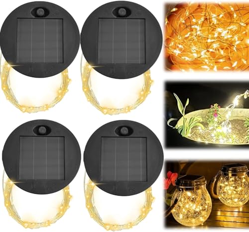 Solarleuchten Ersatzteile Solar Ersatzdeckel, 7 CM, Runde Panel Laterne, Deckel Lichter, Ersatzteil, DIY Gartenleuchten, Solarlaterne, Ersatzdeckel für Gießkannenleuchten im Freien (4 Stück) von FZQBEY