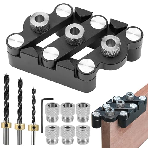 6/8/10mm Taschenloch Bohrschablone, Einstellbare Dübellehre Bohrständer, Bohrschablone Möbelbau, Einstellbare Bohrführung mit Positionierungsclip Holzdübel Bohrlehre von FZQSCF