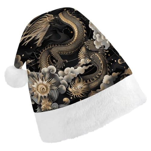 FZQVSGW Erwachsene Weihnachtsmützen Weihnachten Festival Hüte Weihnachten Party Geschenk Hüte Festliche Weihnachtsmützen für Männer und Frauen Weihnachtsmann Weihnachtsmütze Schwarz Chinesische Drache FZQVSGW Erwachsene Weihnachtsmützen Weihnachten Festival Hüte Weihnachten Party Geschenk Hüte Festliche Weihnachtsmützen für Männer und Frauen Weihnachtsmann Weihnachtsmütze Schwarz Chinesische Drache von FZQVSGW