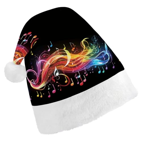 FZQVSGW Weihnachtsmützen für Erwachsene, Weihnachtsfest, Festliche Weihnachtsmützen für Männer und Frauen, Weihnachtsmann-Weihnachtsmütze, Regenbogen, Musiknoten, Melodie, Weihnachtsmannmütze FZQVSGW Weihnachtsmützen für Erwachsene, Weihnachtsfest, Festliche Weihnachtsmützen für Männer und Frauen, Weihnachtsmann-Weihnachtsmütze, Regenbogen, Musiknoten, Melodie, Weihnachtsmannmütze von FZQVSGW